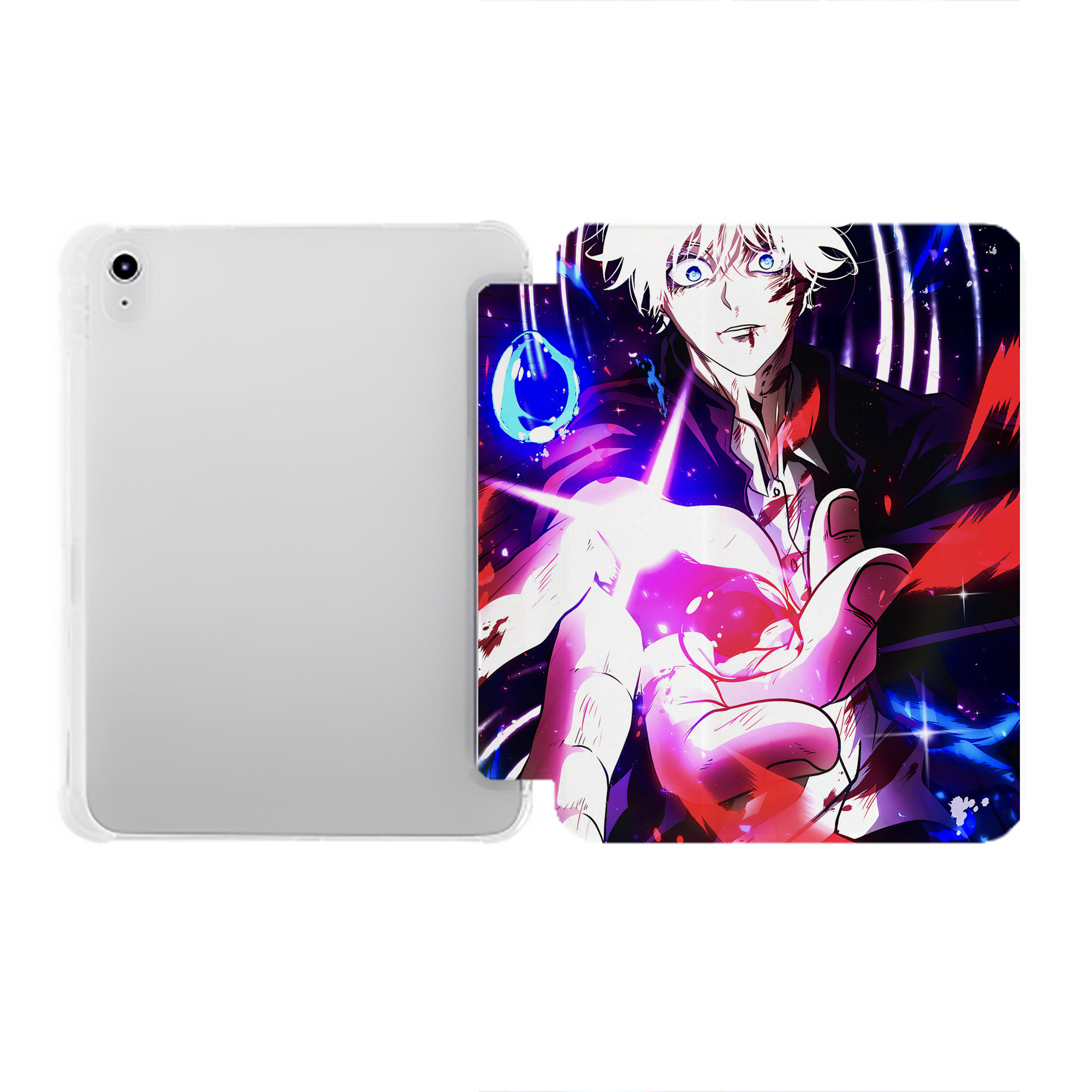 （画像用） 呪術廻戦 Jujutsu Kaisen IPad ケース ペン収納付き 三つ折りスタンド PUレザー×シリコン 対応機種9.5/10.5/10.9インチ